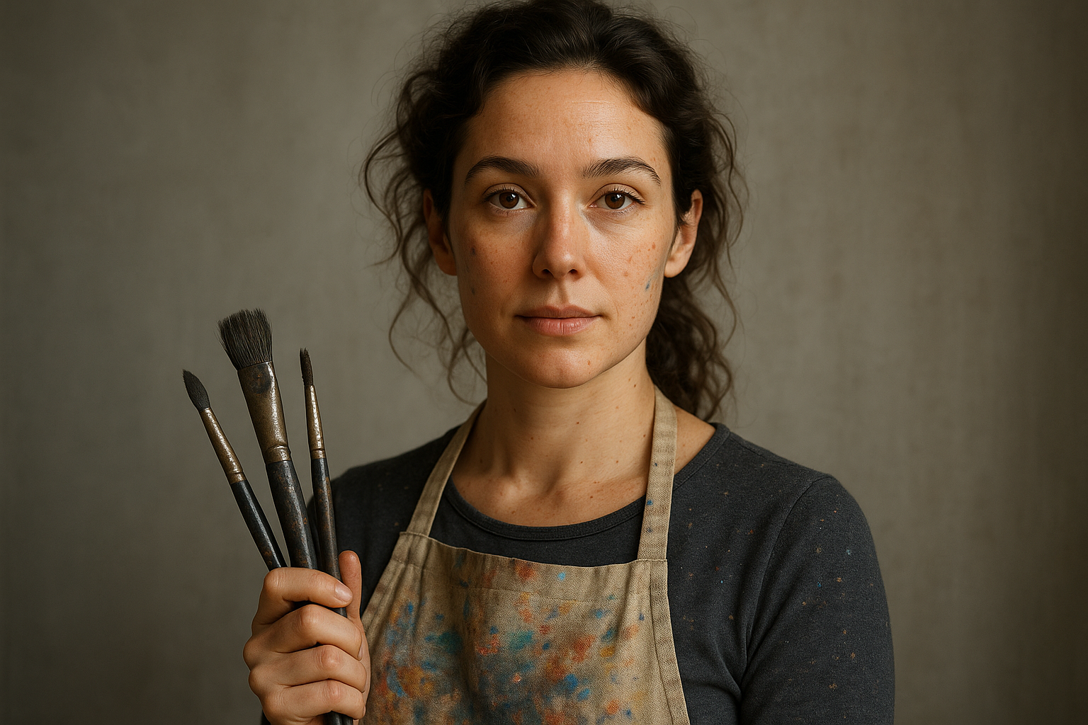 生成一个女性艺术家头像，要照片写实风格